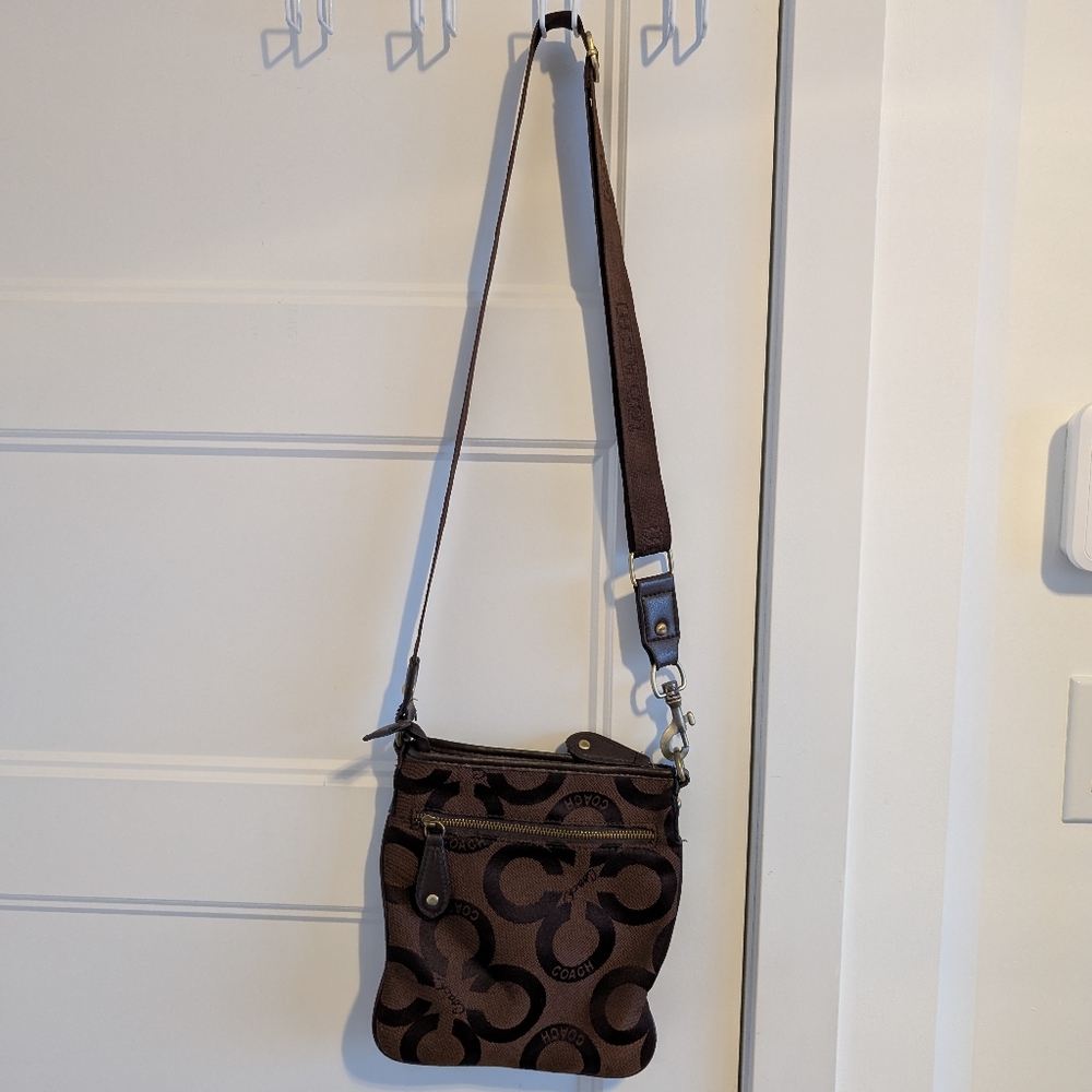 Coach Dark Brown Signature Crossbody Bag